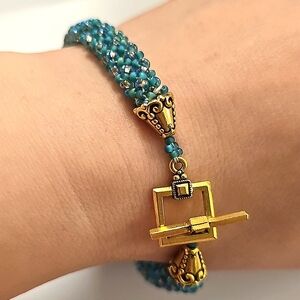 5/$25 - Kumihimo Seed Bead Bracelet with Gold Accents